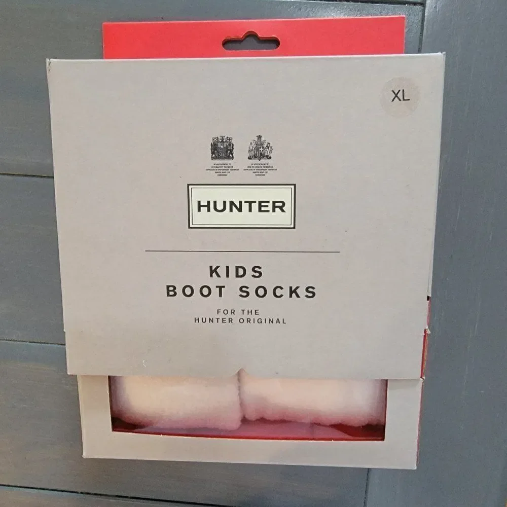 Hunter Kids Hunter White Fleece Welly Boot Socks Size XL